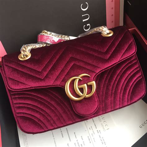 gucci red velvet duffle bag|Gucci marmont bag red.